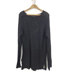 Ron Tomson Capsule Black Wool Cotton Sweater Mens L Long Knit Pullover